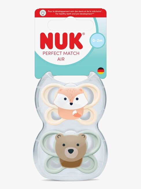 NUK Perfect Match Air Sut 2-pak Str. 0, Fox/Bear