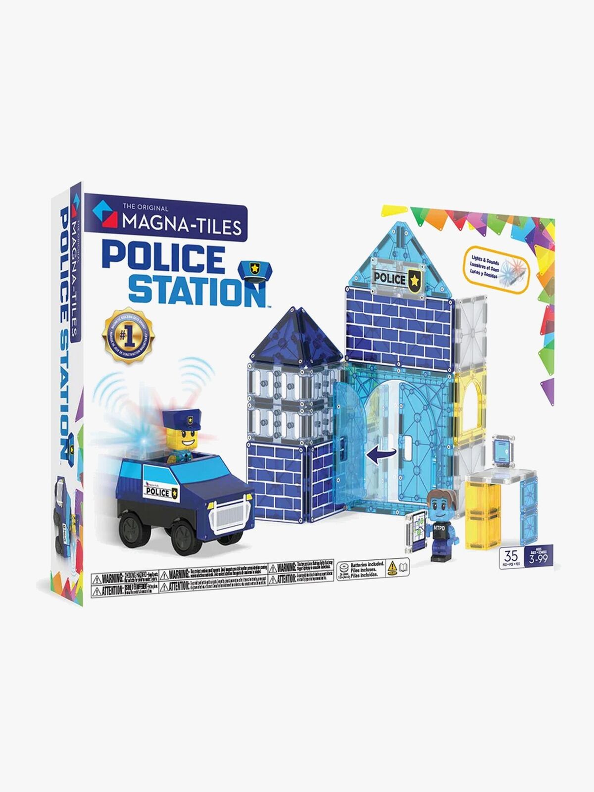 MAGNA-TILES Politistation Magnetiske Byggeklodser 35 Dele