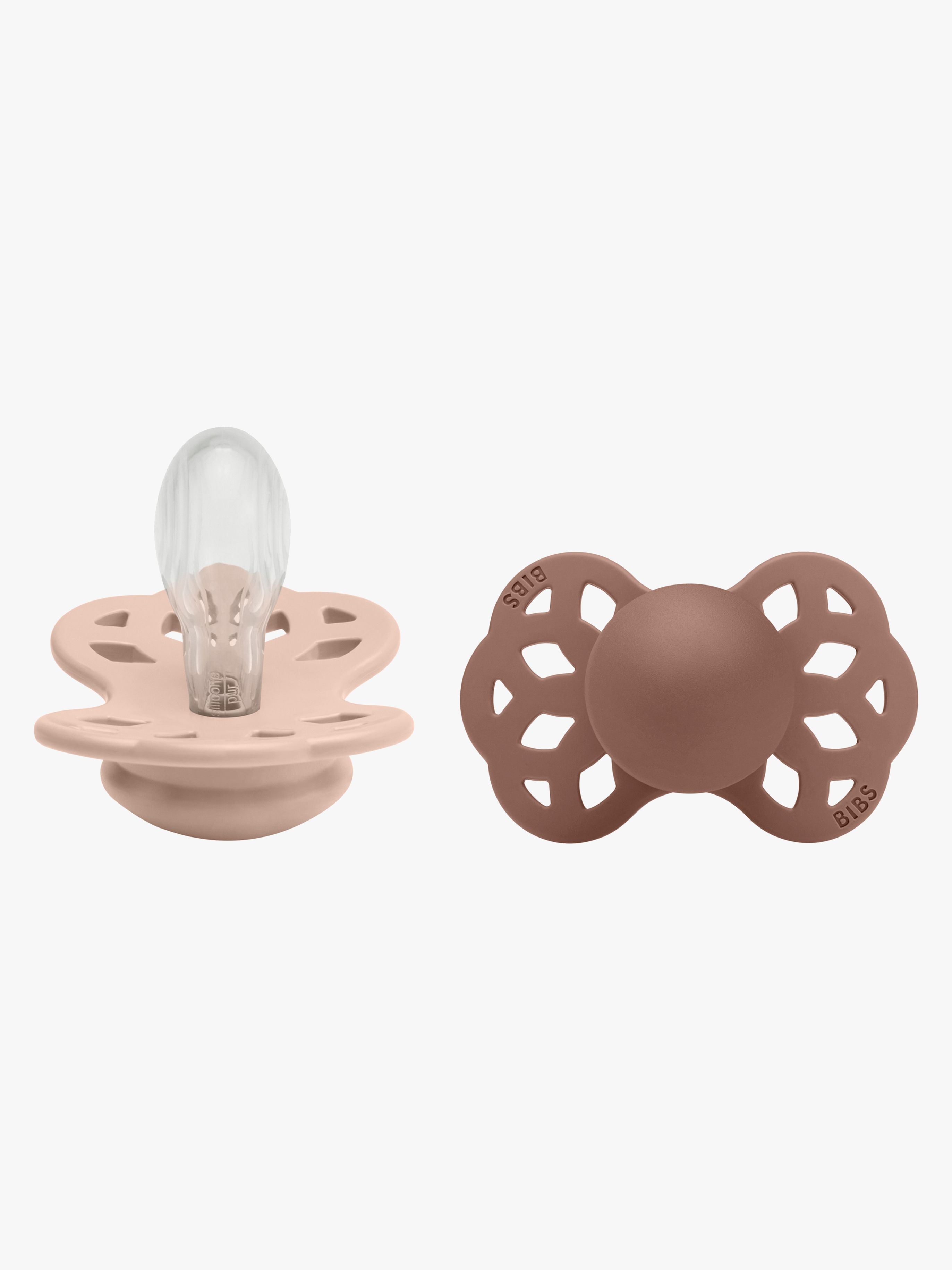 BIBS Infinity Sutter 2-pak Silikone Str. 2 Symmetrisk, Blush/Woodchuck