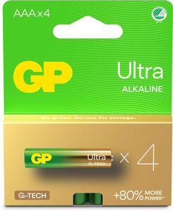 GP Ultra Alkaline G-TECH AAA/LR03 Batterier Svanemærket 4-Pak