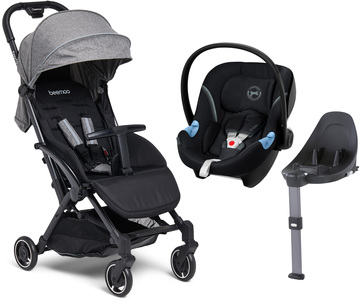 Beemoo Easy Fly Lux 2 Klapvogn inkl. Cybex Aton M, Grey Mélange