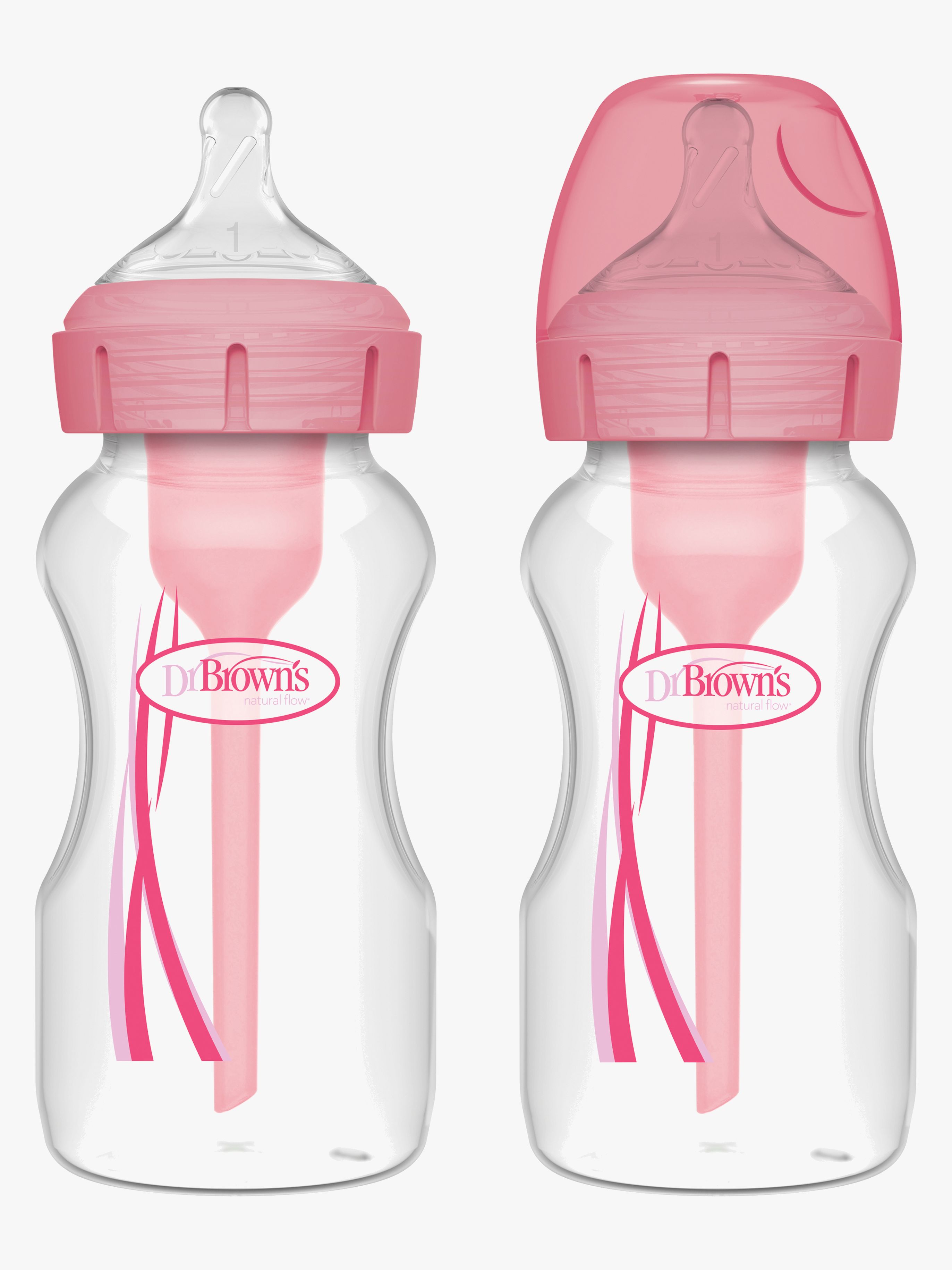 Dr. Brown's Options+ Bred Hals Sutteflaske 270 ml 2-pak, Pink