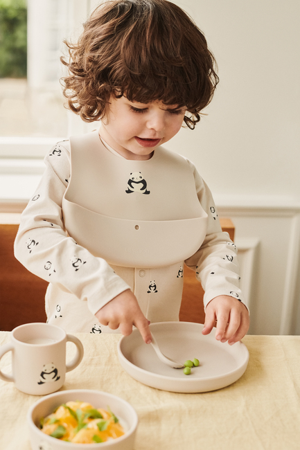 LIEWOOD Ember Mønstret Hagesmæk 2-pak, Panda/Sandy