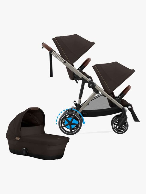 Cybex e-Gazelle S Søskendevogn inkl. Liggedel, Chocolate Brown/Taupe