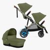 Cybex e-Gazelle S Søskendevogn inkl. Liggedel, Moss Green/Taupe