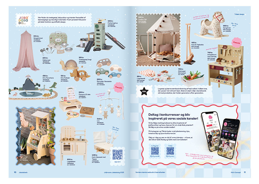 En katalogside med forskellige legetøj og deres priser.