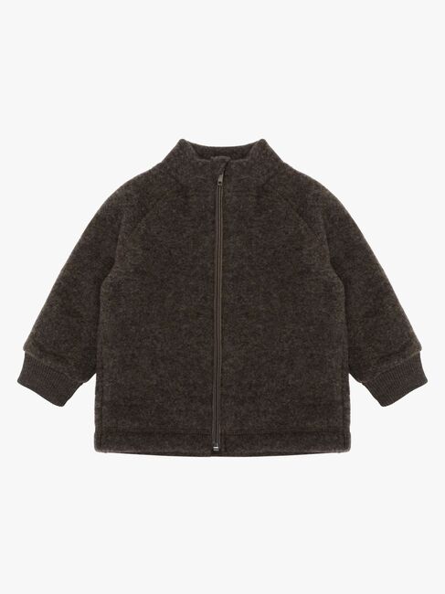 Mikk-Line Fleecetrøje Merinould, Dark Brown Melange