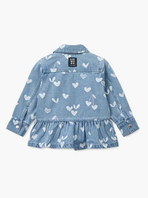 LIEWOOD Printed Denim Overskjorte, Sweethearts/Light Blue Denim