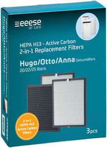 eeese HEPA & Aktivt Kulfilter Filtre Hugo+Otto+Anna 3-Pak