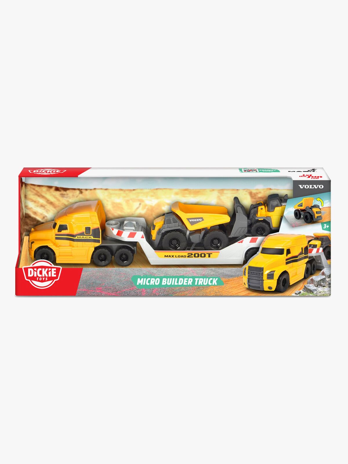 Dickie Toys Mack Volvo Lastvogn Med Byggekøretøjer