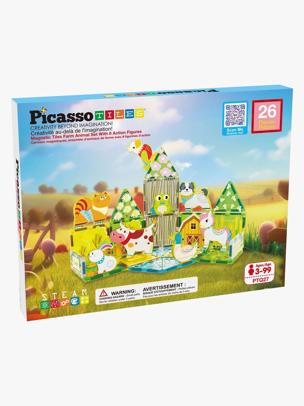 PicassoTiles Byggesæt Bondegård med 8 Dyr 26 Dele