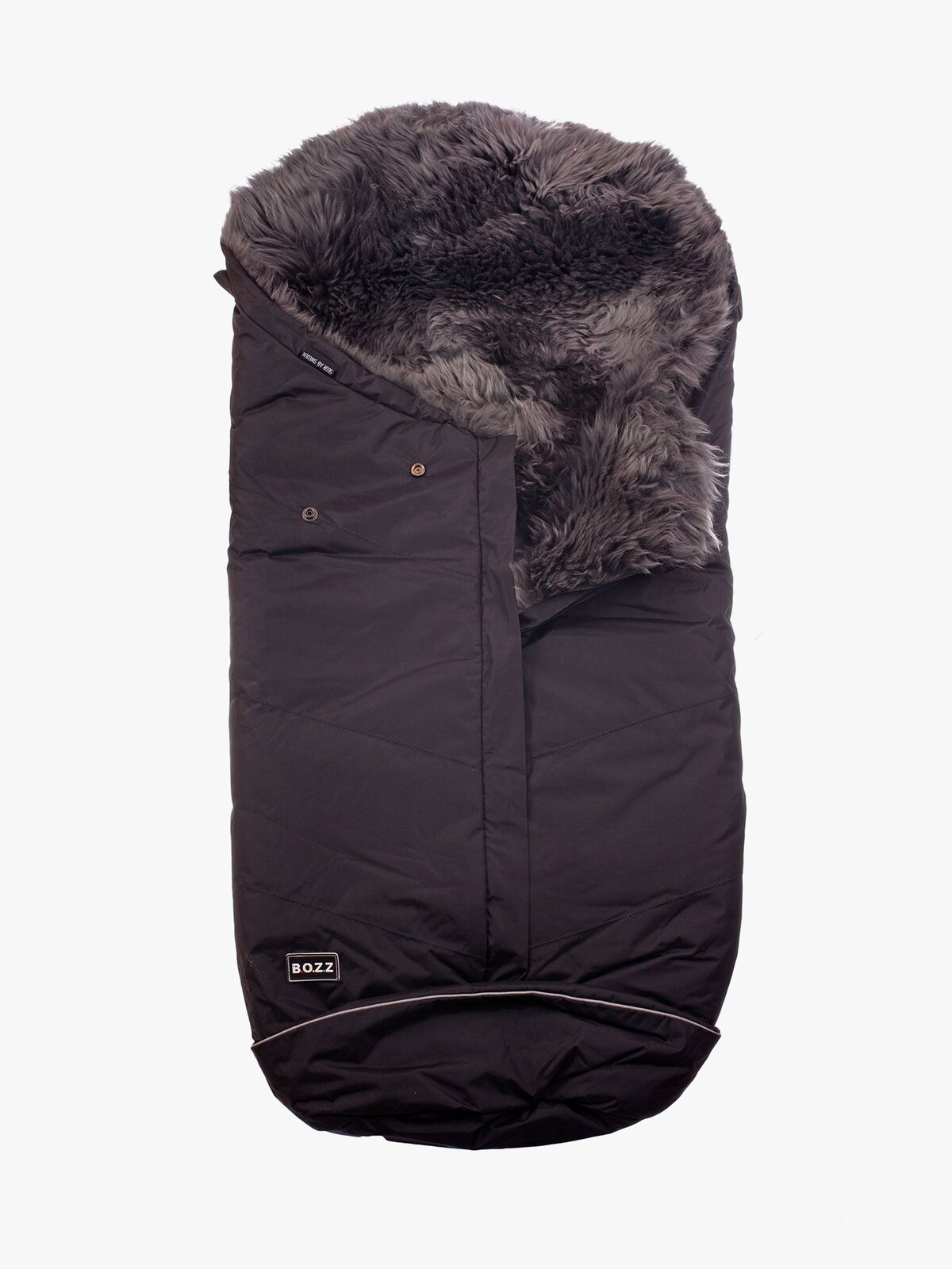 Bozz Lammeskindskørepose Langhåret, Black/Grey