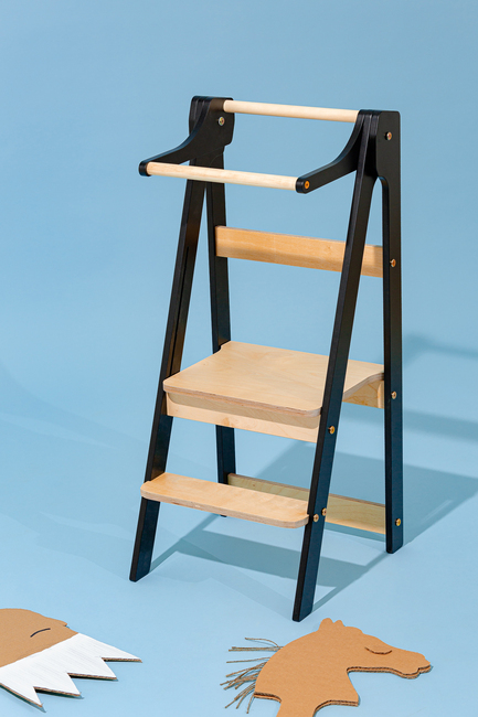 Duck Woodworks Sammenklappeligt Læringstårn, Sort