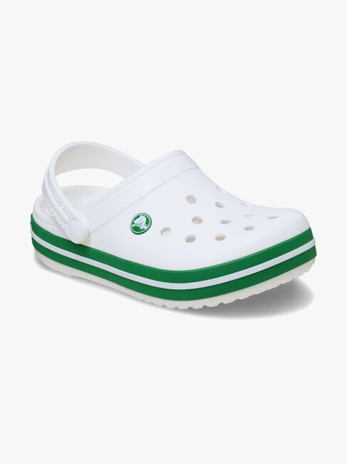Crocs Crocband Clogs, White/Green Ivy