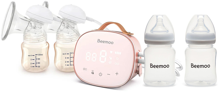 Beemoo Care Duo Elektrisk Dobbelt Brystpumpe inkl. Modermælksflaske 180 ml 2-pak