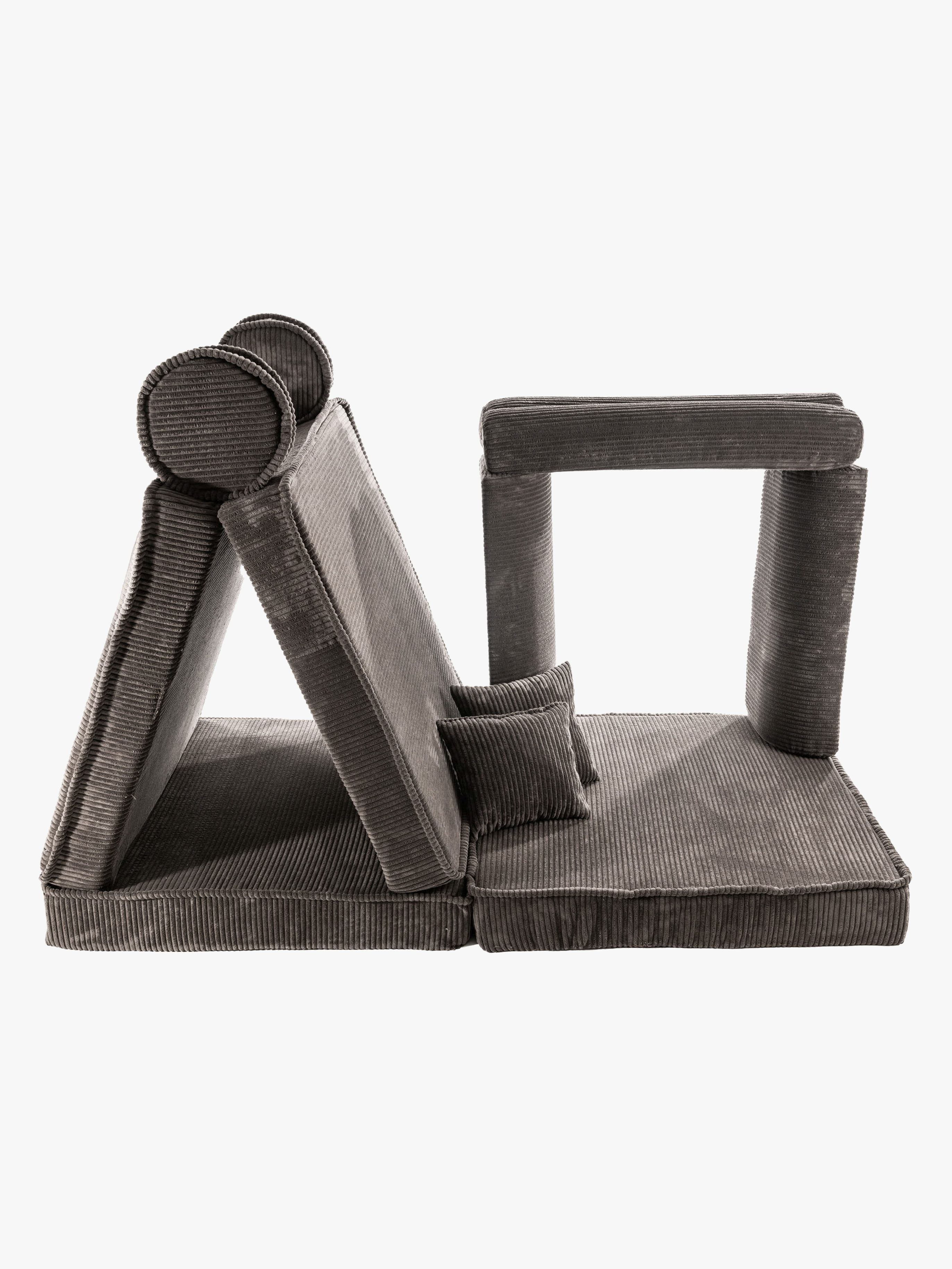Meowbaby Play Premium Bygbar Sofa Kraftig Fløjl 80x50, Brun, Børnemøbler, Indretning børneværelse