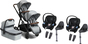 Beemoo Pro Multi Tvillingevogn inkl. Barnevognsdel & Cybex Aton M Autostol Baby, Cloud Grey/Black