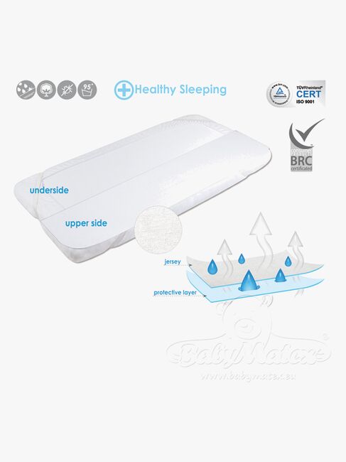 BabyMatex Hygienic Jersey Rullemadras til Juniorseng 70x140 cm Åndbar og Vandtæt, Hvid