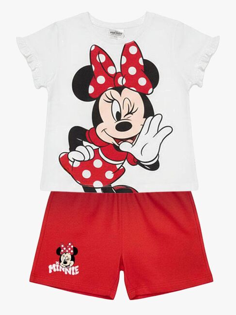 Disney Minnie Mouse T-shirt & Shorts Sæt, Hvid