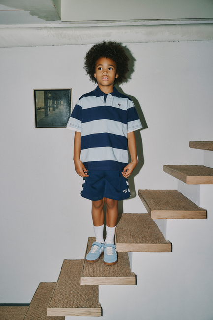 Hummel JR Loose Striped Polo, Dress Blue