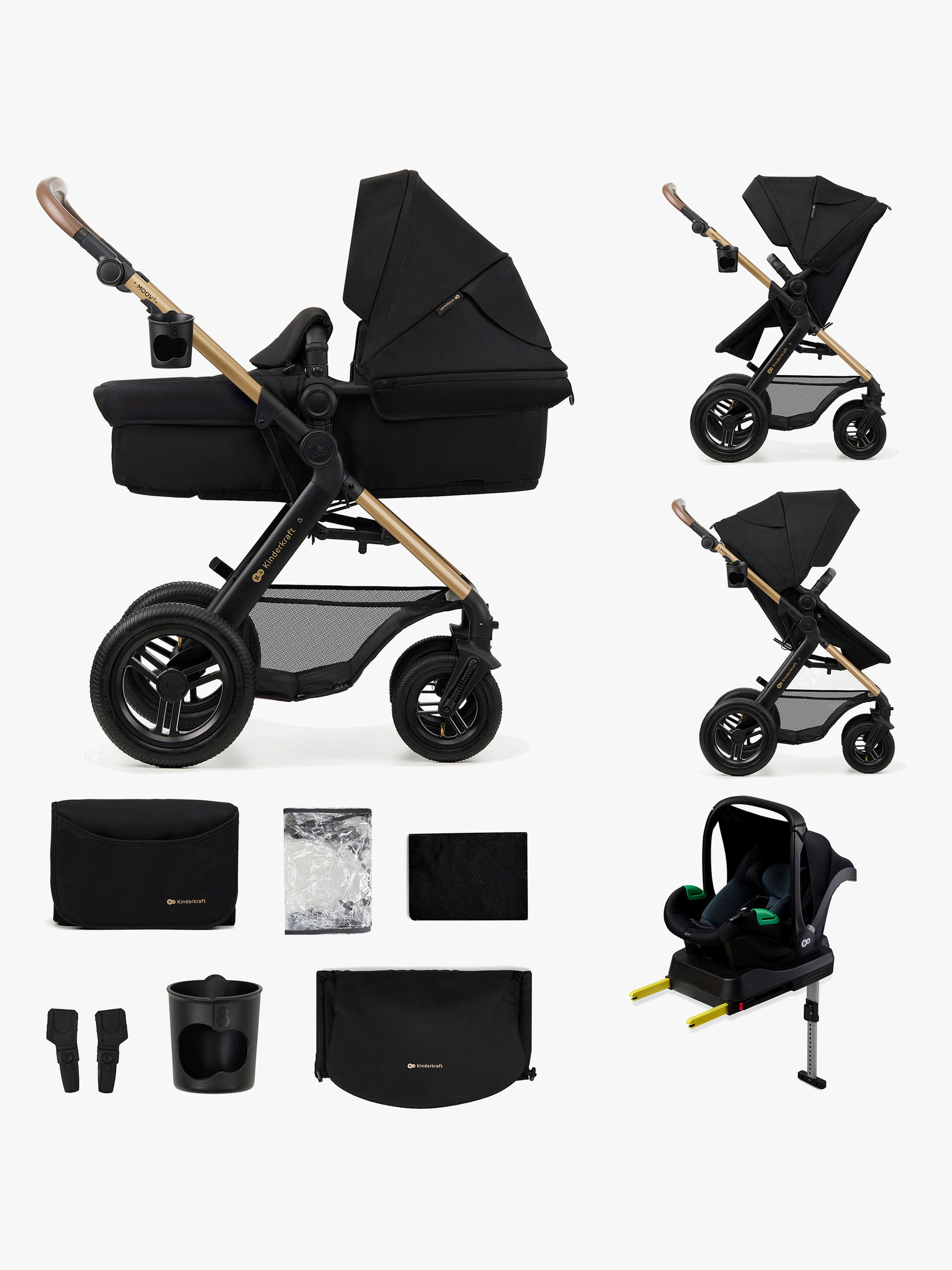 Kinderkraft MOOV 2 4-in-1 Air Duovogn, Pure Black