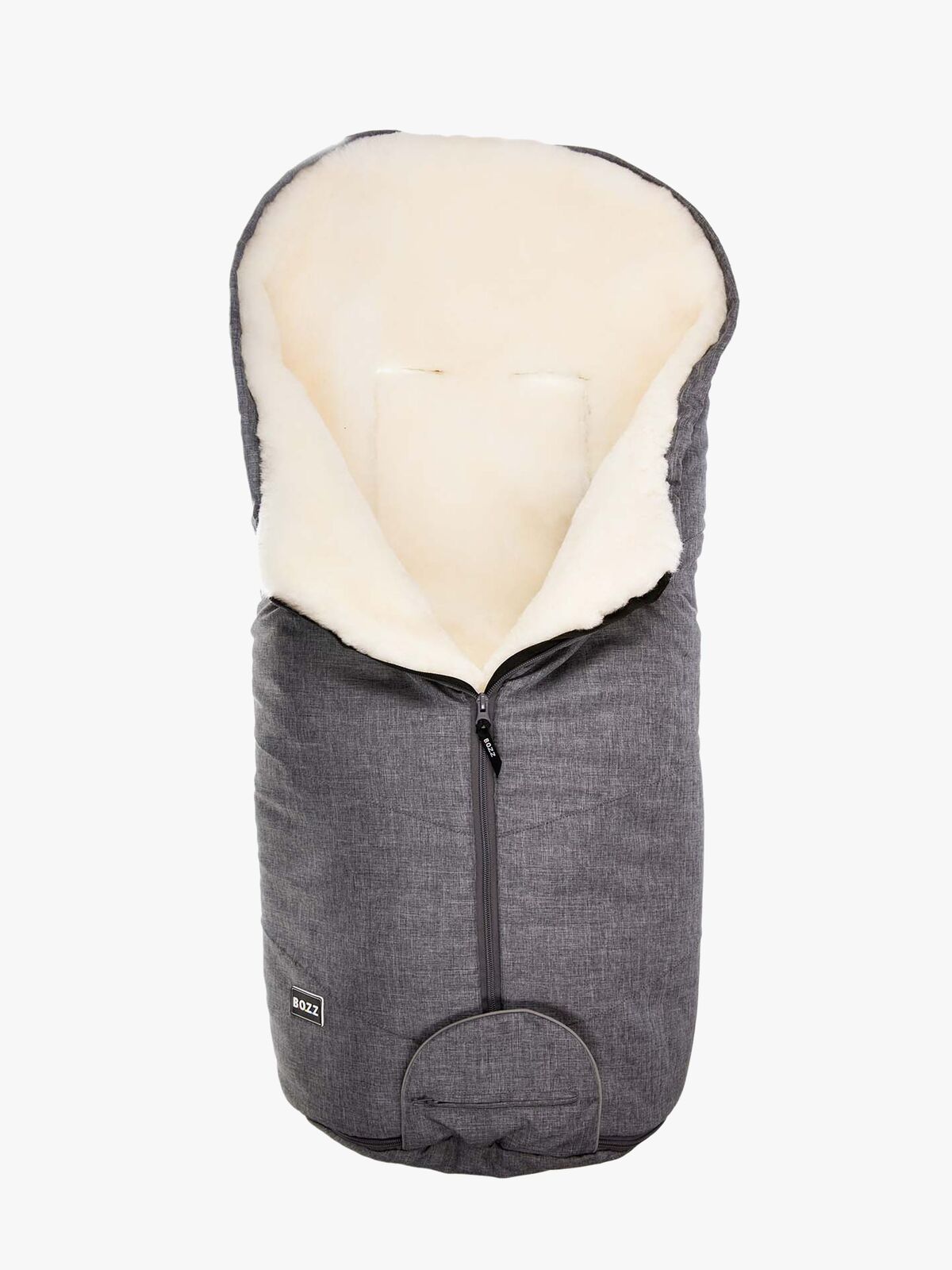 Bozz Lammeskindskørepose Klippet, Grey Melange/White