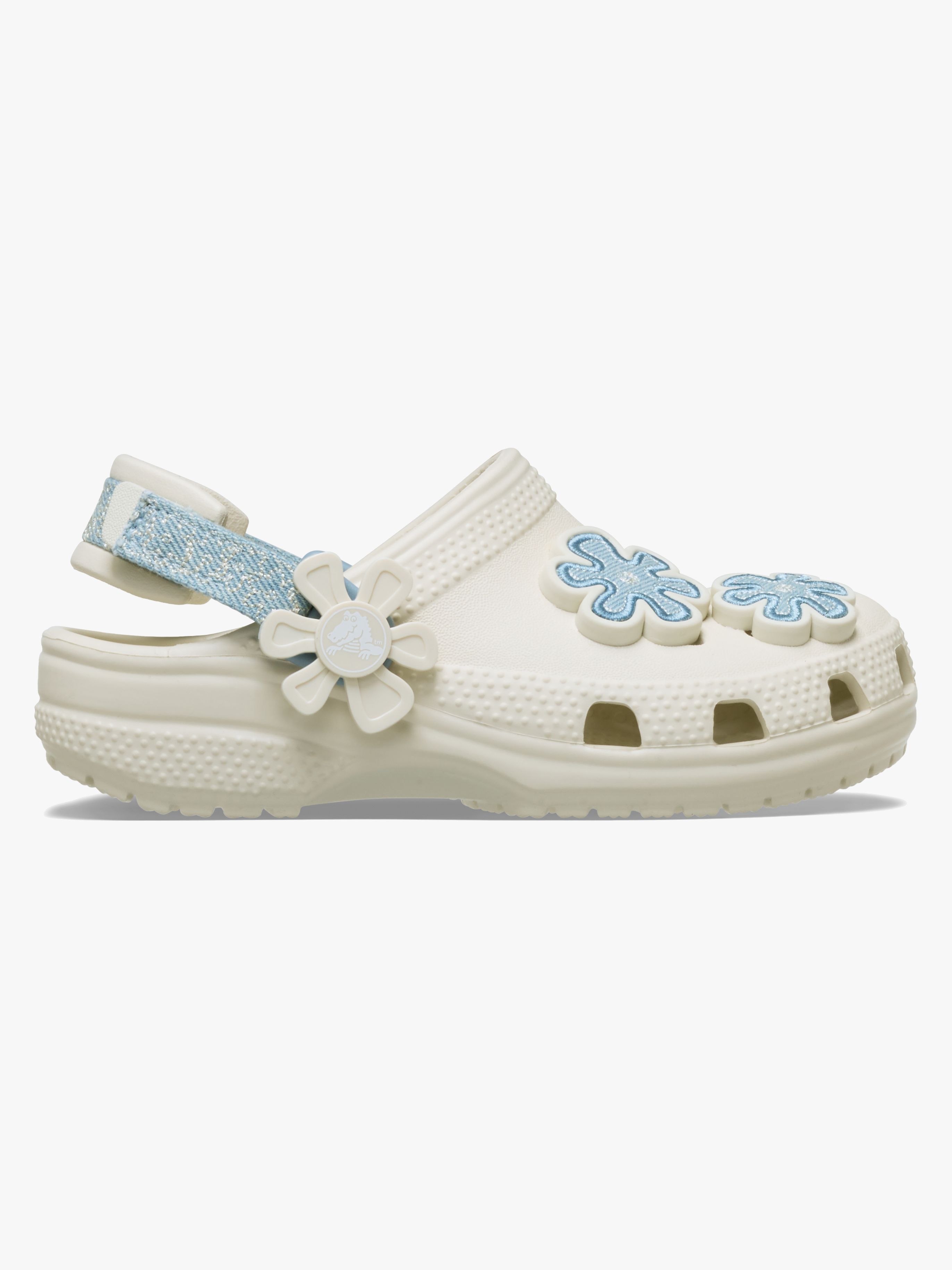 Crocs Classic Denim Flower Kids Crocs, Summit White, 22-23