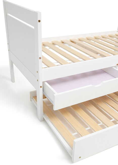 JLY 70x140 Juniorseng med Ekstraseng + Opbevaringskasser, Hvid