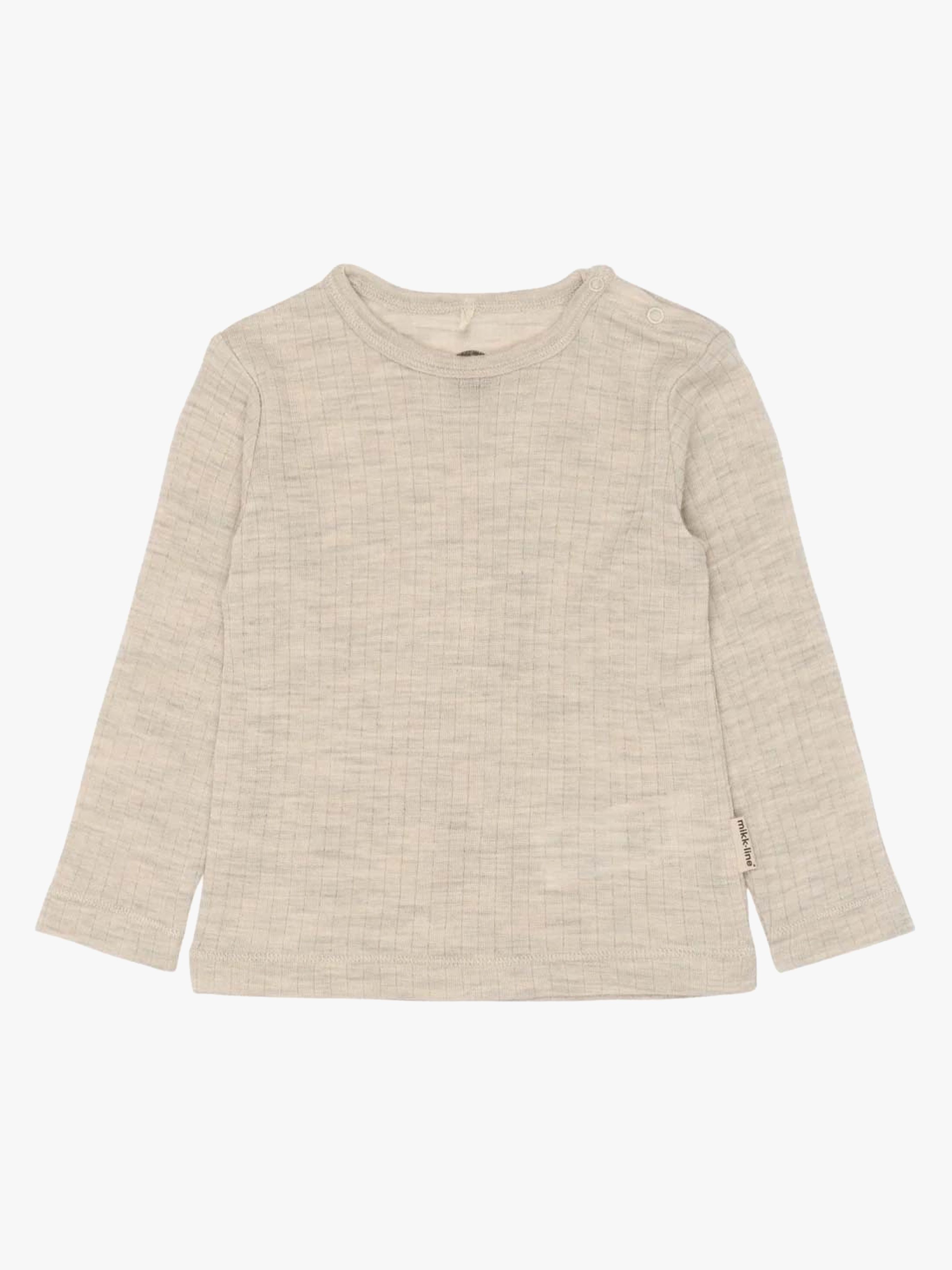 Mikk-Line Langærmet T-shirt Barn Merinould, Melange Offwhite, 116