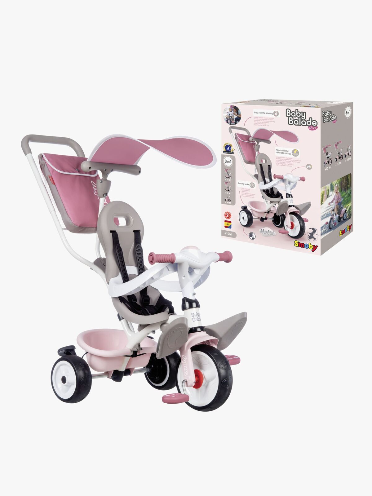 Smoby Trehjulet Cykel Baby Balade Plus, Lyserød