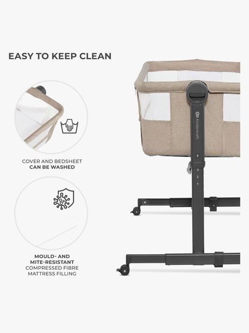 Kinderkraft Nestee Up 2 Bedside Crib, Beige