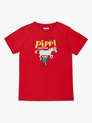 Pippi Langstrømpe X Martinex Pippi Logo T-shirt, Rød