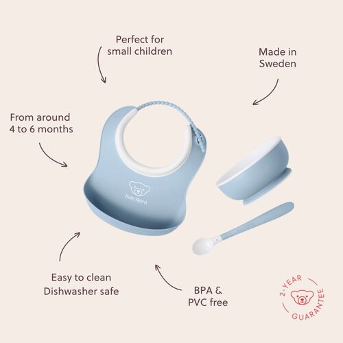 BabyBjörn Spisesæt 3 Dele, Lys Blå