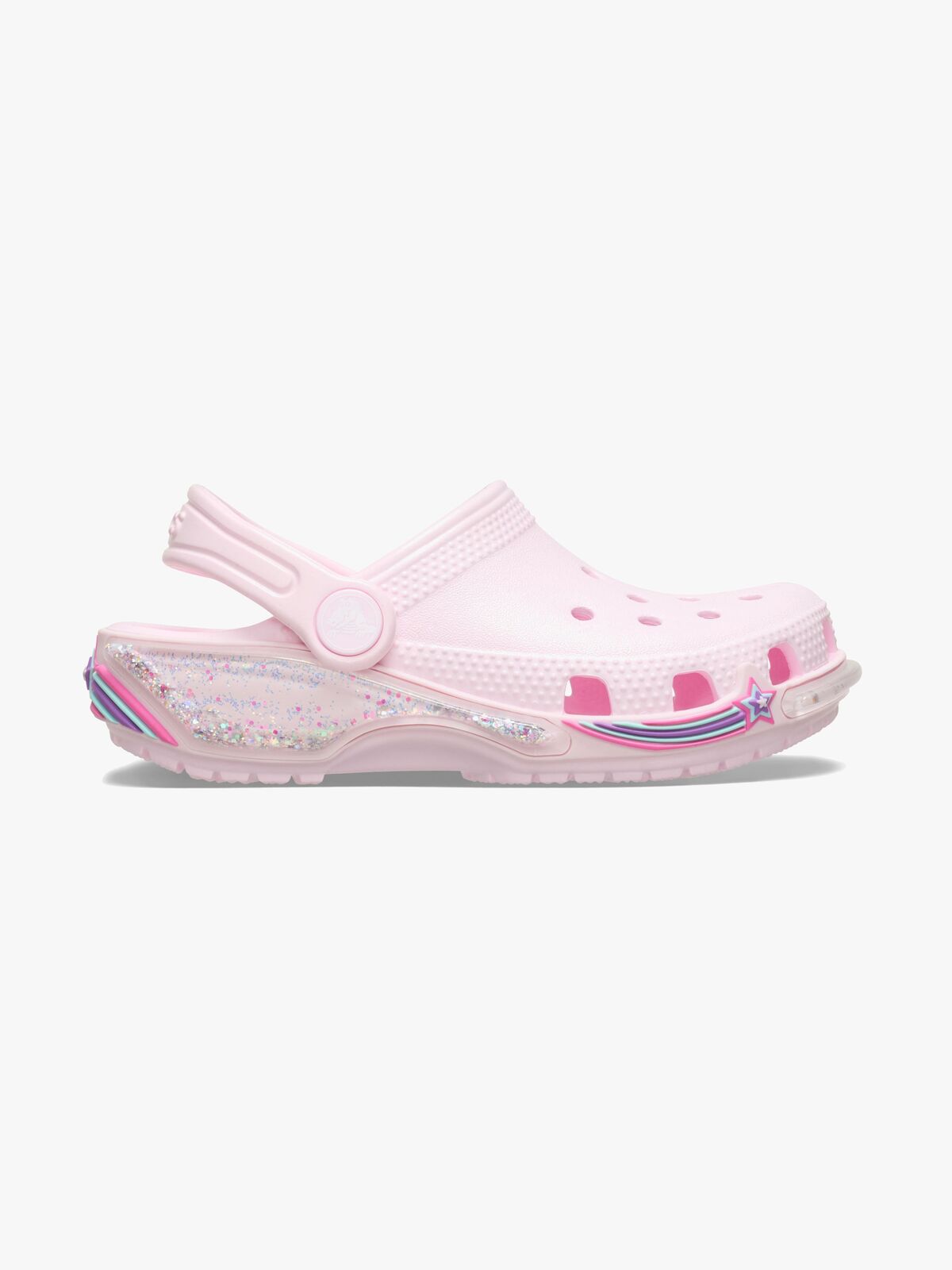 Crocs Classic Star Sparkle Kids Clogs, Pink Milk