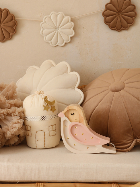 Little Lights Mini Lampe Fugl, Strawberry Cream