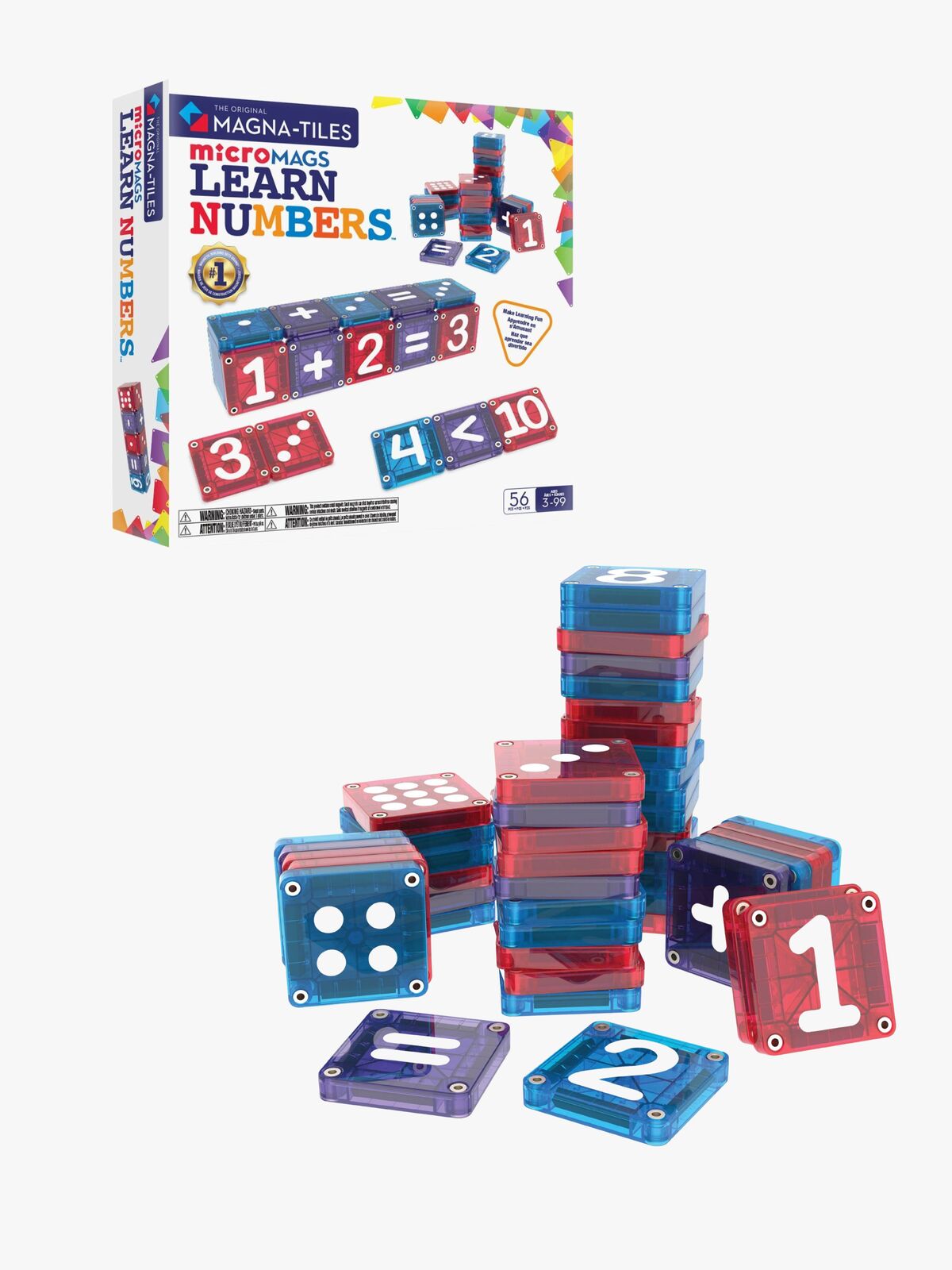 MAGNA-TILES MicroMAGS Lær At Tælle Byggesæt 56 Dele