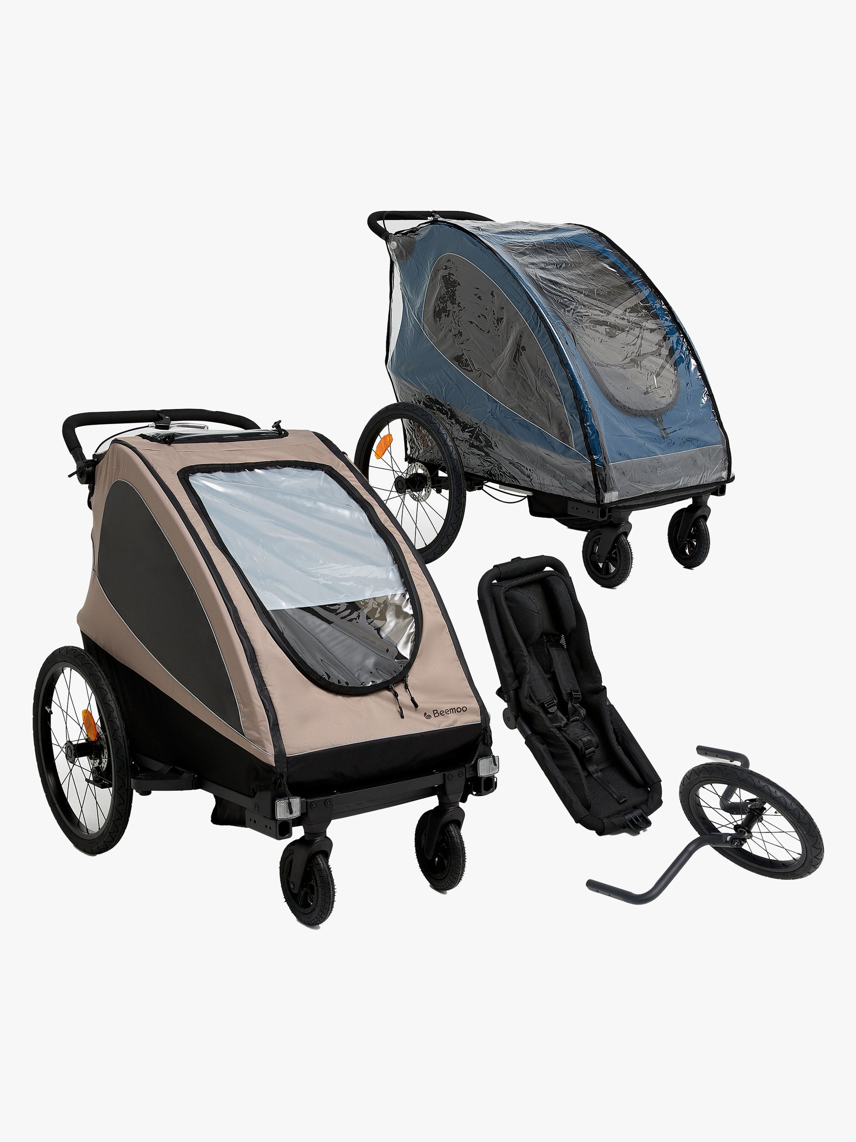 Beemoo Activity Sport Cykelanhænger inkl. Newborn Set, Løbesæt & Regnslag, Beige