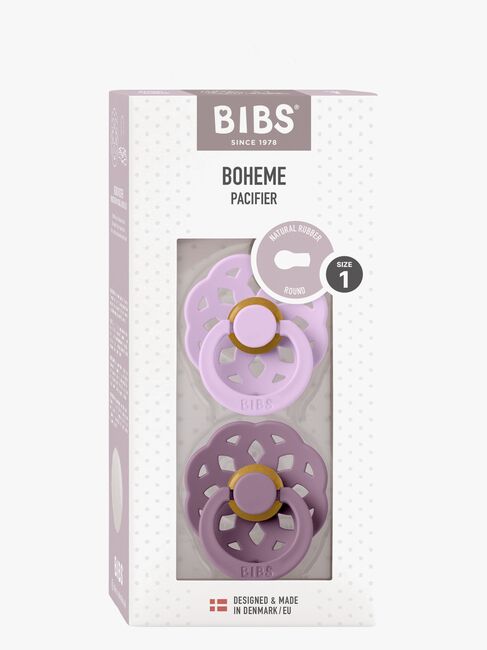 BIBS Boheme Sut 2-Pak Latex Str. 1 Rund, Violet Sky/Mauve