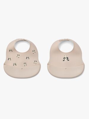 LIEWOOD Ember Mønstret Hagesmæk 2-pak, Panda/Sandy