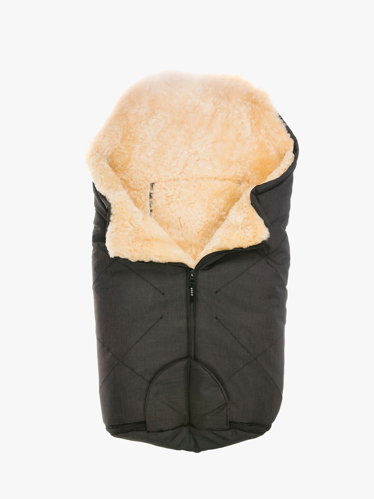 Bozz Lammeskindskørepose Small Klippet, Black Melange/Nature