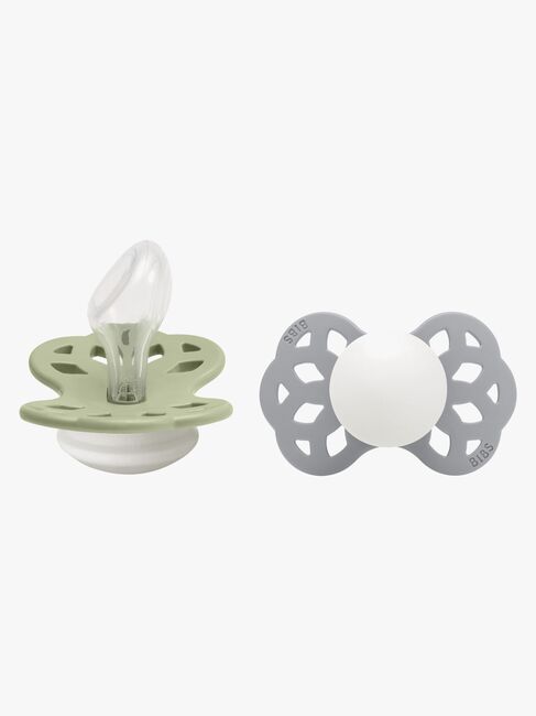 BIBS Infinity Sutter 2-Pak Silikone Str. 2 Anatomisk, Sage GLOW/Cloud GLOW