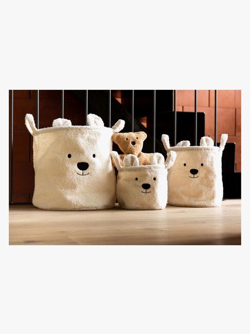 Childhome Opbevaringskurv 3-pak Teddy, Offwhite