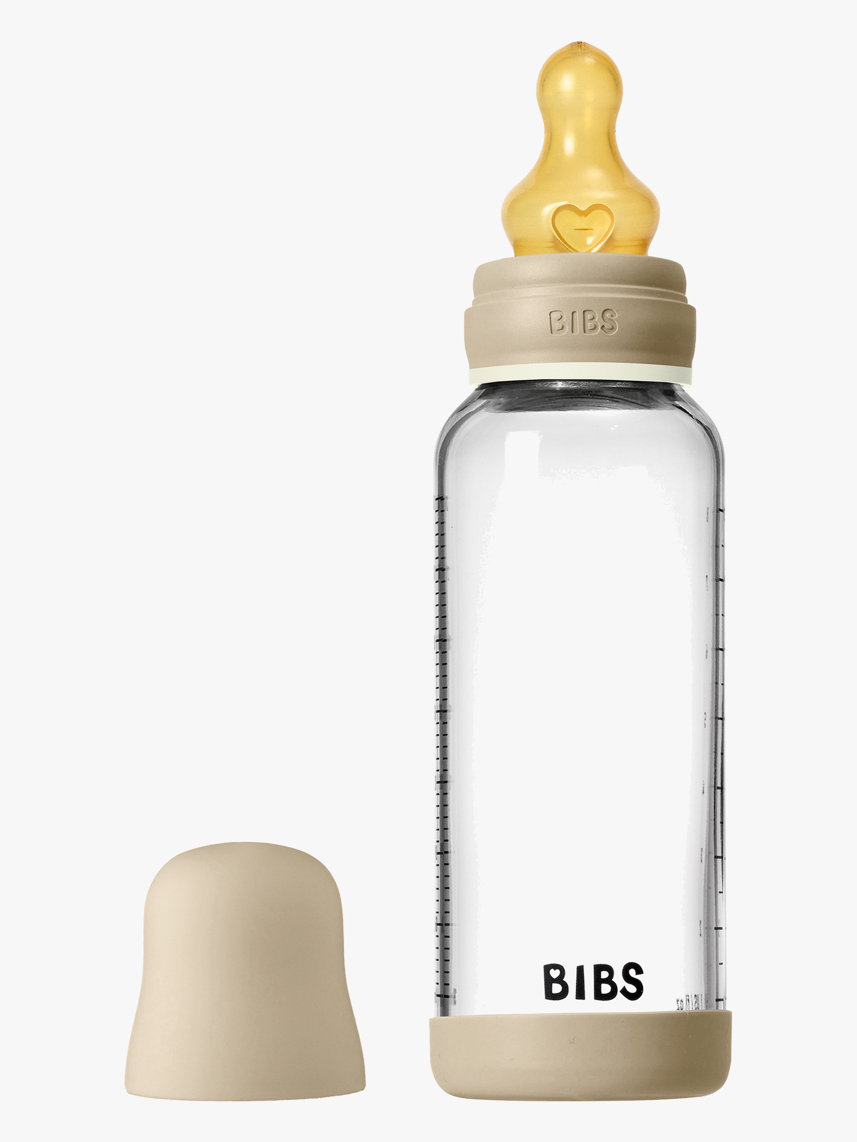 BIBS Medium Flow Glas Sutteflaske Latex 240 ml Rund, Vanilla GLOW