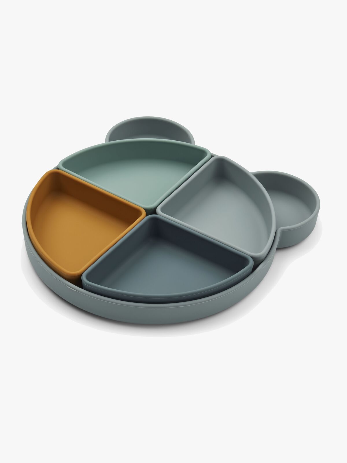 LIEWOOD Arne Opdelt Tallerken Silikone, Mr Bear Blue Fog Multi Mix