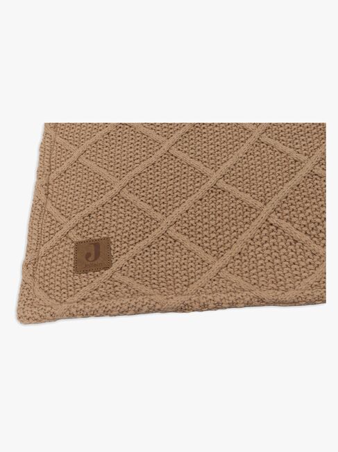 Jollein Strikket Tæppe Ternet Mønster med Bamsefleece, Biscuit
