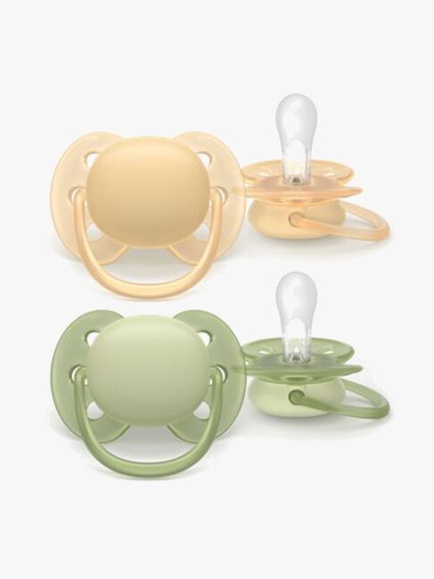 Philips Avent Ultra Soft Pacifier 6-18m 2-Pack, Beige/Lysegrøn