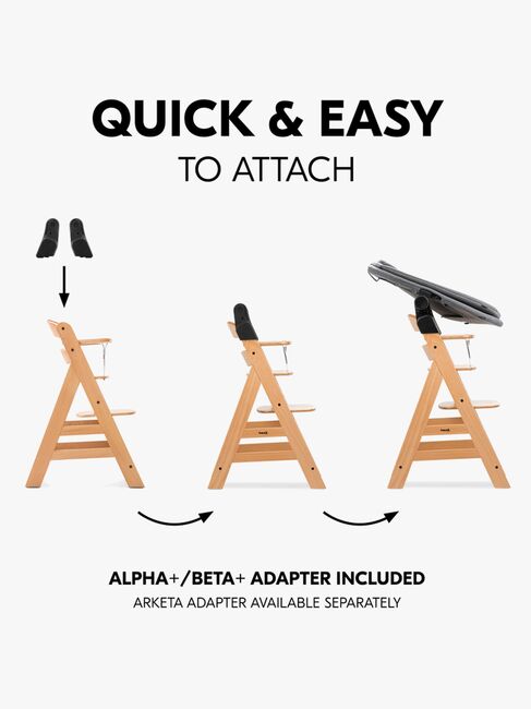 Hauck 3-i-1 Skråstol til Højstol, Dark Grey Melange