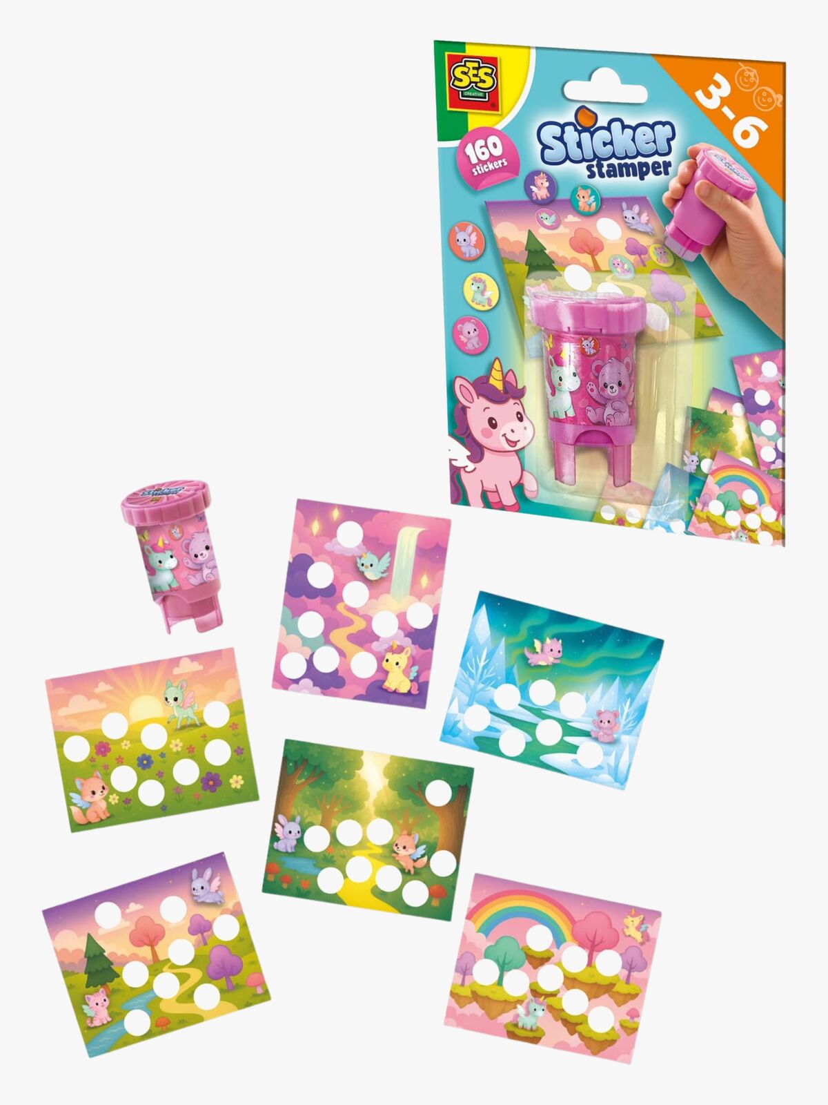 SES Creative Stempel med Klistermærker Fantasidyr