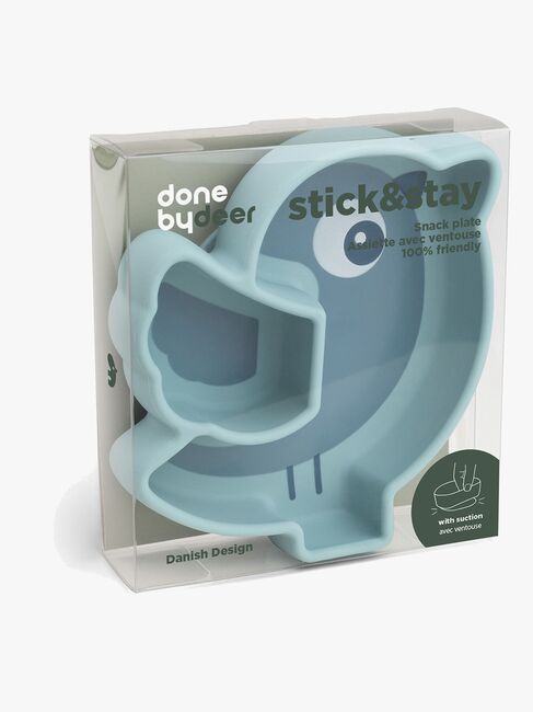Done By Deer Stick & Stay Silikonetallerken Birdee, Blue