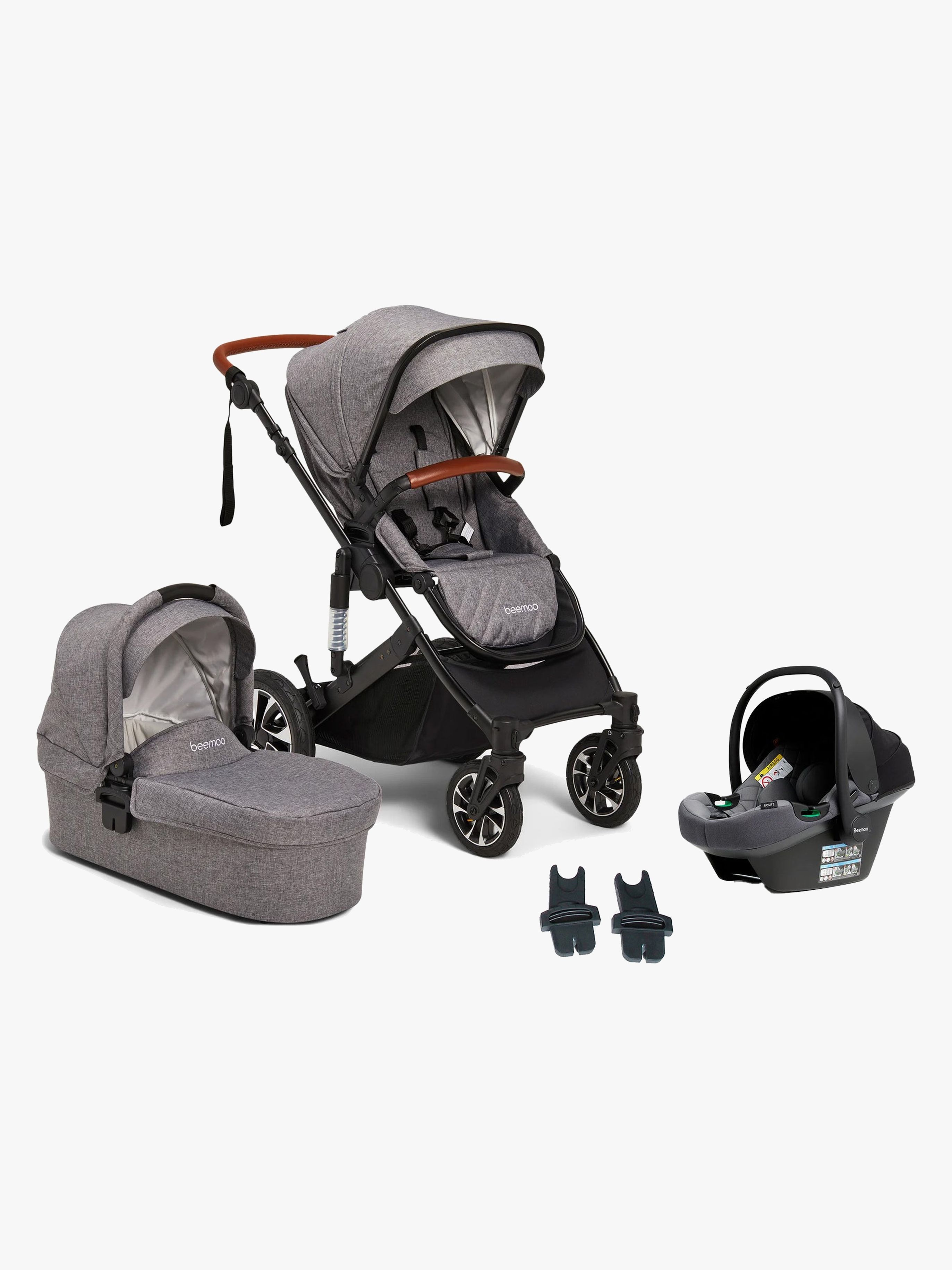 Beemoo Maxi 4 Duovogn inkl. Route i-Size Autostol Baby, Grey Black/Mineral Grey